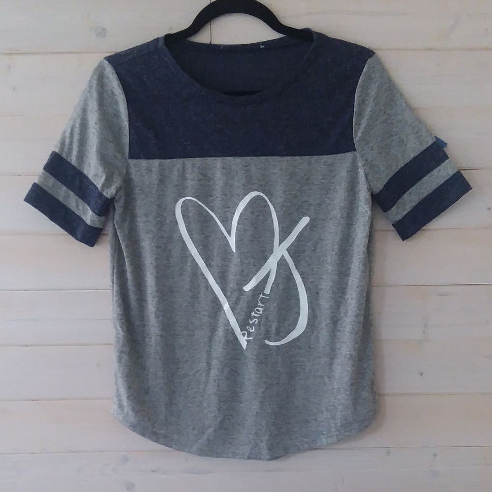 gray and navy blue JAYLEIGH shirt